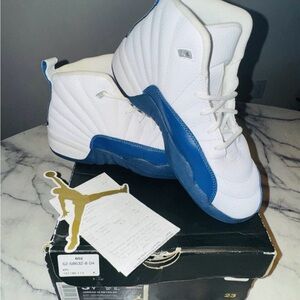 Jordan Kids White and Blue Retro Basketball Shoes